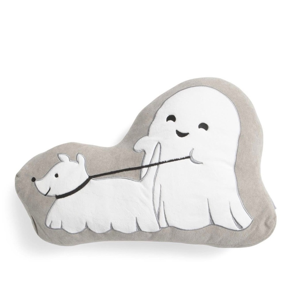 Cute Ghost walking the Dog Pillow